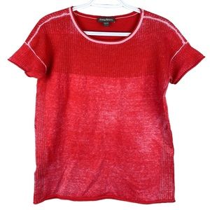 Tommy Bahama Red Mixed Knit Short Sleeve T-Shirt Size XS Burnout Acid Wash